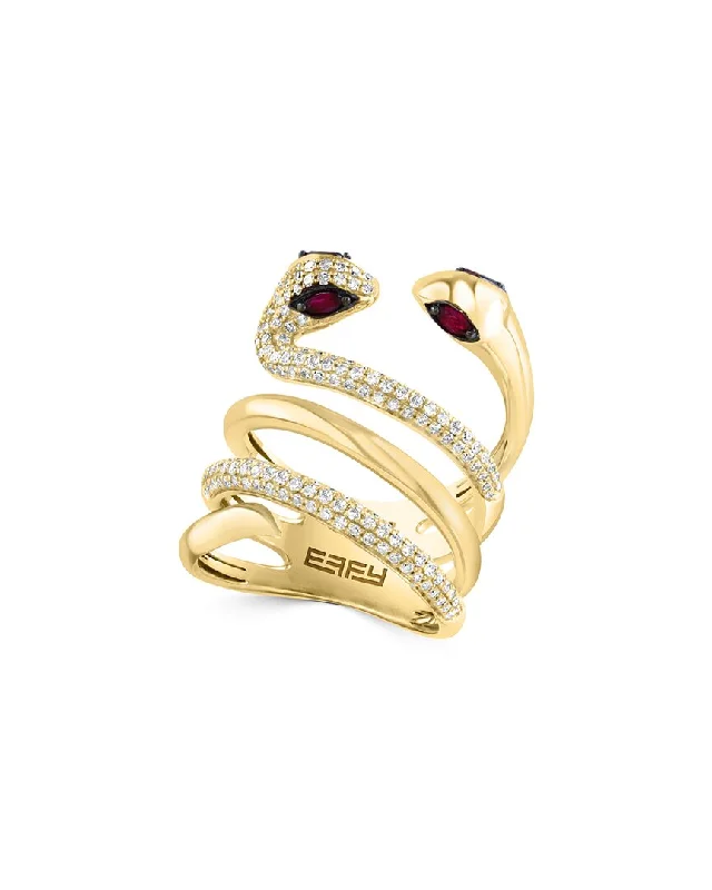 women diamond solitaire engagement rings -Effy Fine Jewelry 14K 1.04 ct. tw. Diamond & Ruby Ring