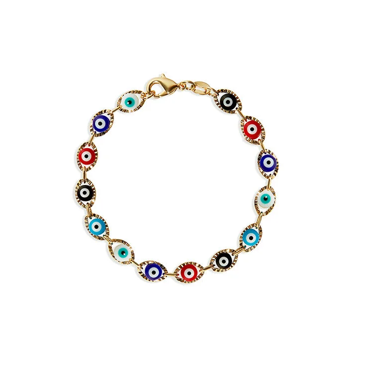 women crystal bracelets -THE MULTI COLOR EVIL EYE LINK BRACELET