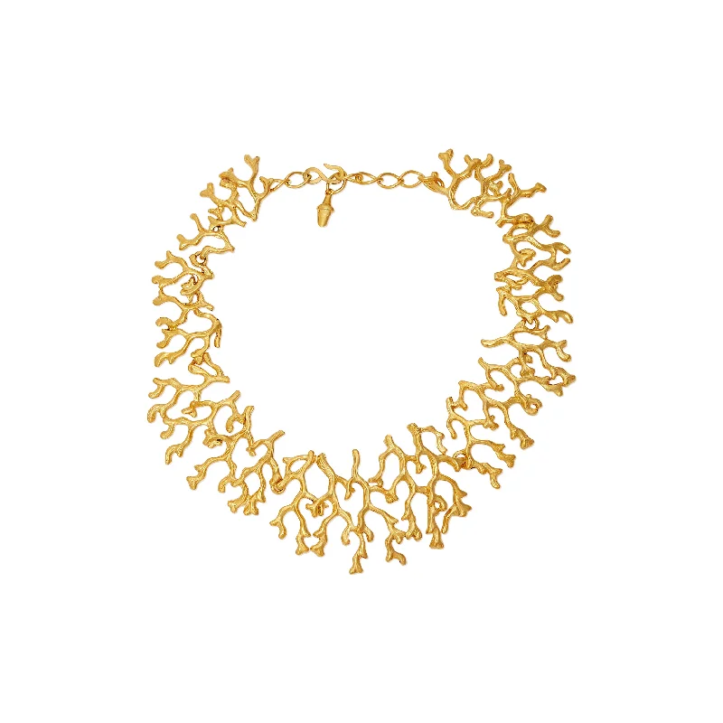 women gold chain necklaces -Gold Sea Branch Necklace