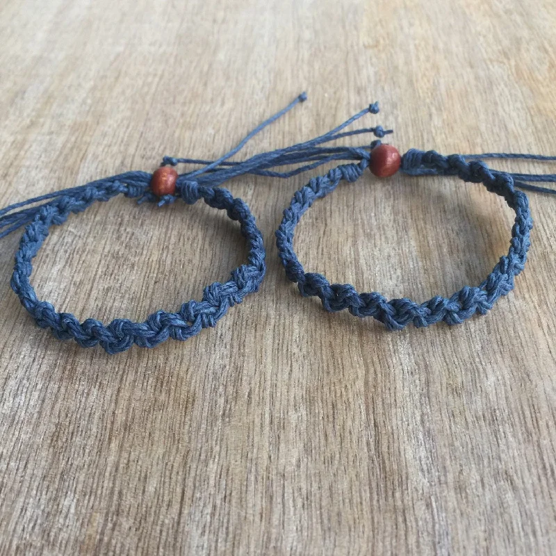 women wedding bangles -Shell Key I Couples Blue Hemp Bracelets