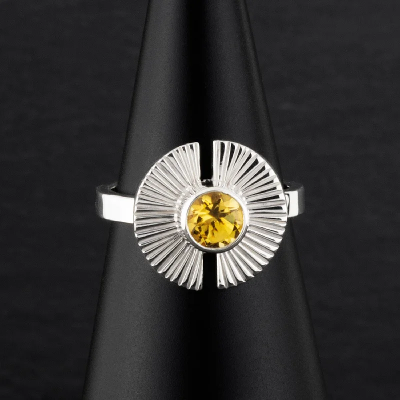 women classic rings -Sterling Silver and Faceted Citrine Ring