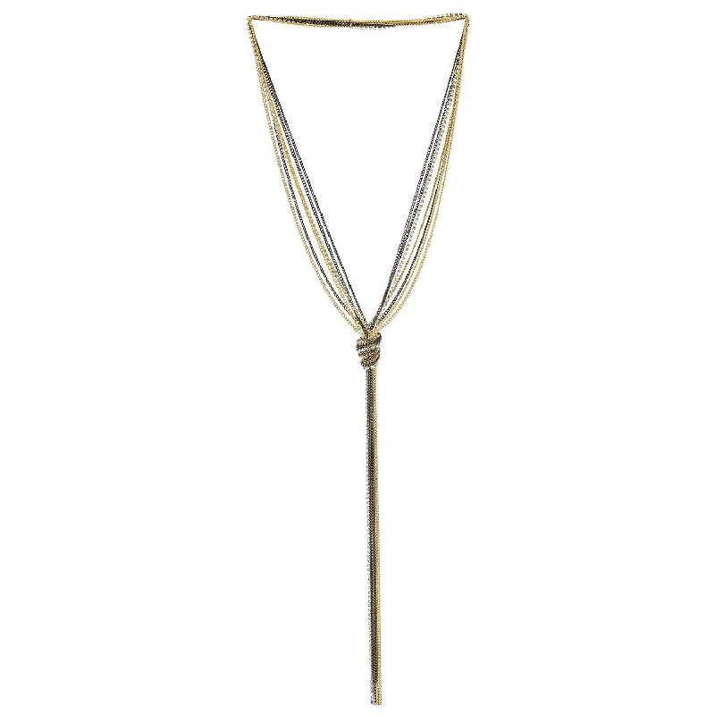 women gold necklaces -COOLSTEELANDBEYOND Lariat Necklace, Multi-strand Y-chain Tassel Pendant Long Chains with Rhinestones, Gold and Grey