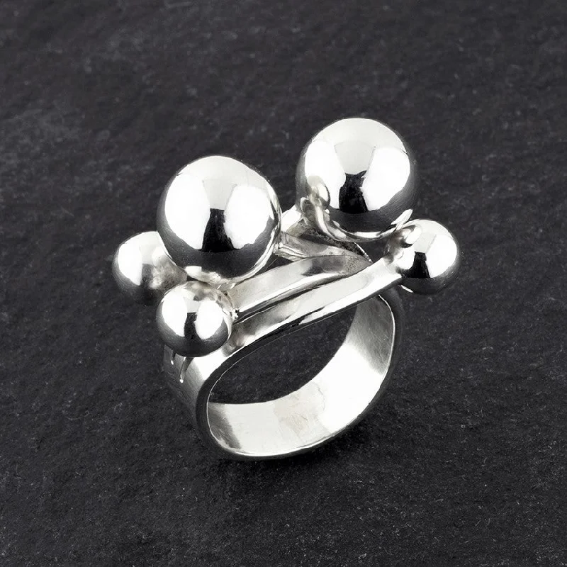 women fashion rings -Taxco Sterling Silver Multi Ball Ring