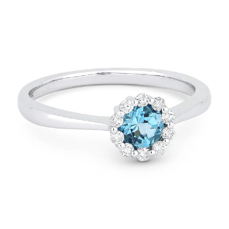 women vintage engagement rings -14K White Gold,aquamarine Ring