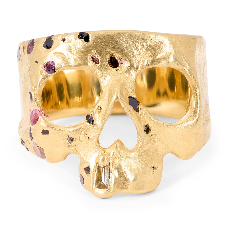 women wide band rings -Serpentine Confetti Skull Ring - Size 10 - 11433