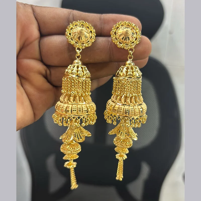 women art deco earrings -Pari Art Jewellery Gold Forming Jhumki Earrings