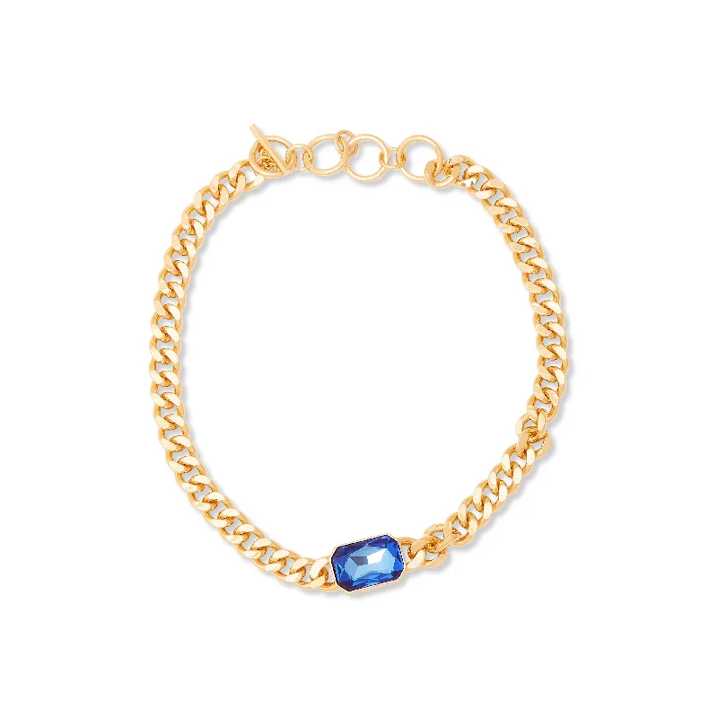 women anniversary necklaces -Gold Chain & Sapphire Toggle Necklace