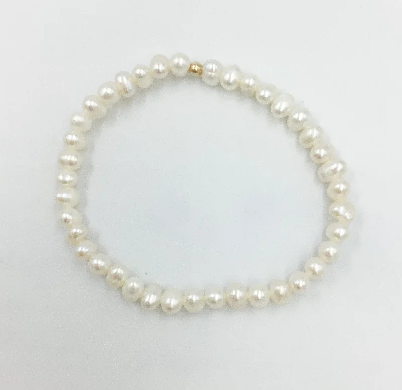 women custom engraved bangles -Freshwater Pearl Bracelet - 4mm