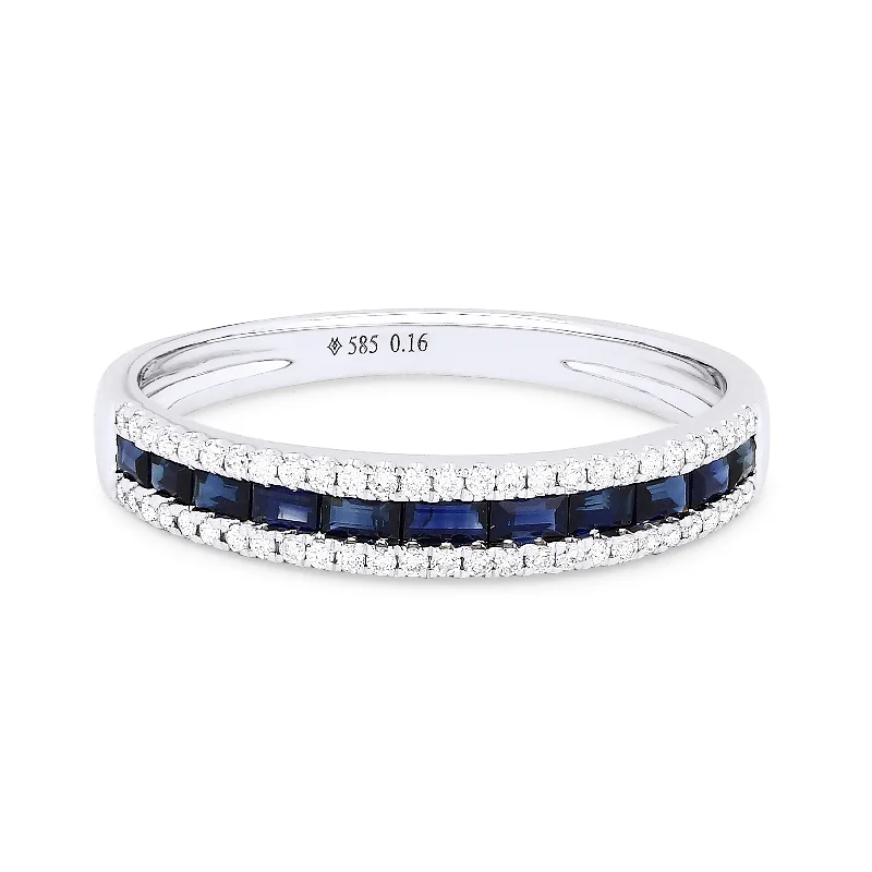 women luxury diamond engagement rings -14K White Gold,sapphire Ring