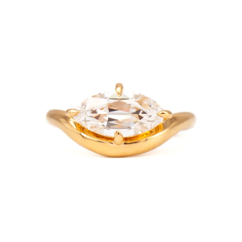 women rose gold rings -2.04 ct Lab-Grown Oval Piscine Ring