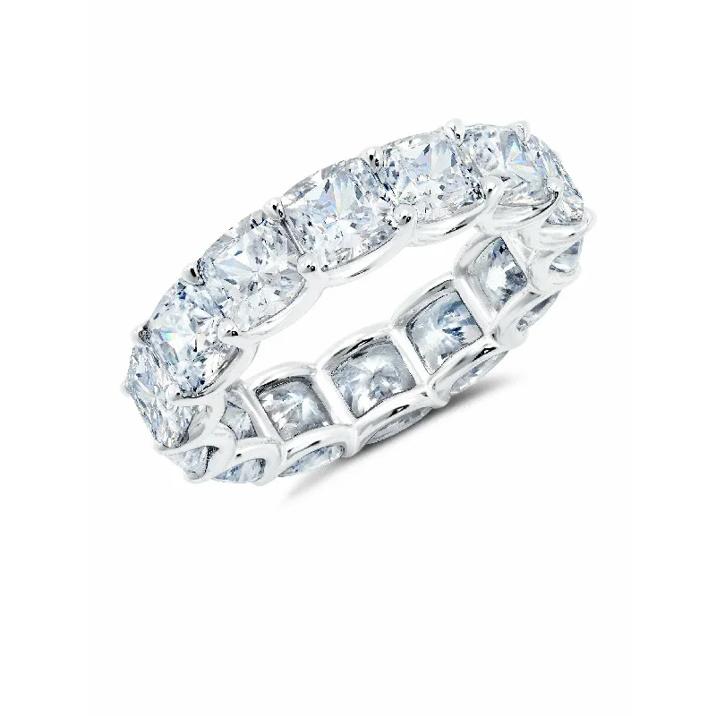 women eternity rings -CRISLU Large Cushion Cut Eternity Band