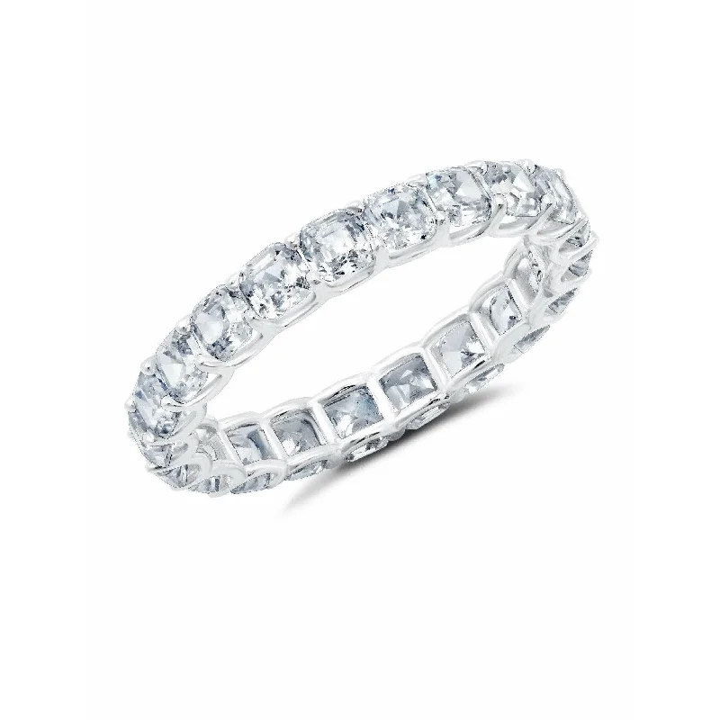 women designer rings -CRISLU Small Asscher Cut Eternity Band-Pure Platinum