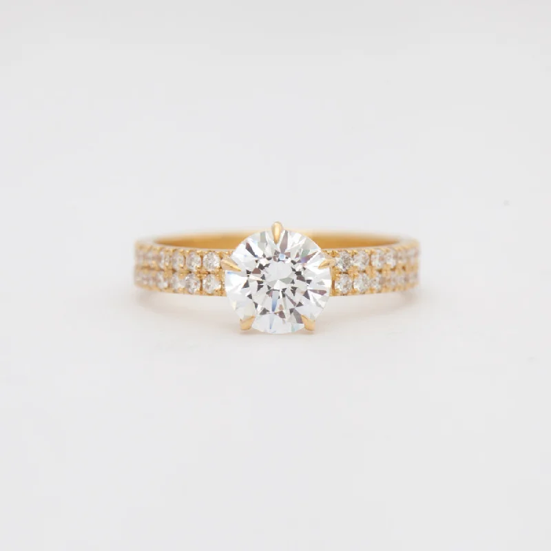 women personalized promise rings -Maxi Pavé Vault Five-Prong Solitaire