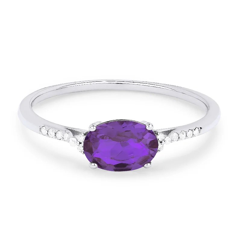 women custom wedding rings -14K White Gold,amethyst Ring