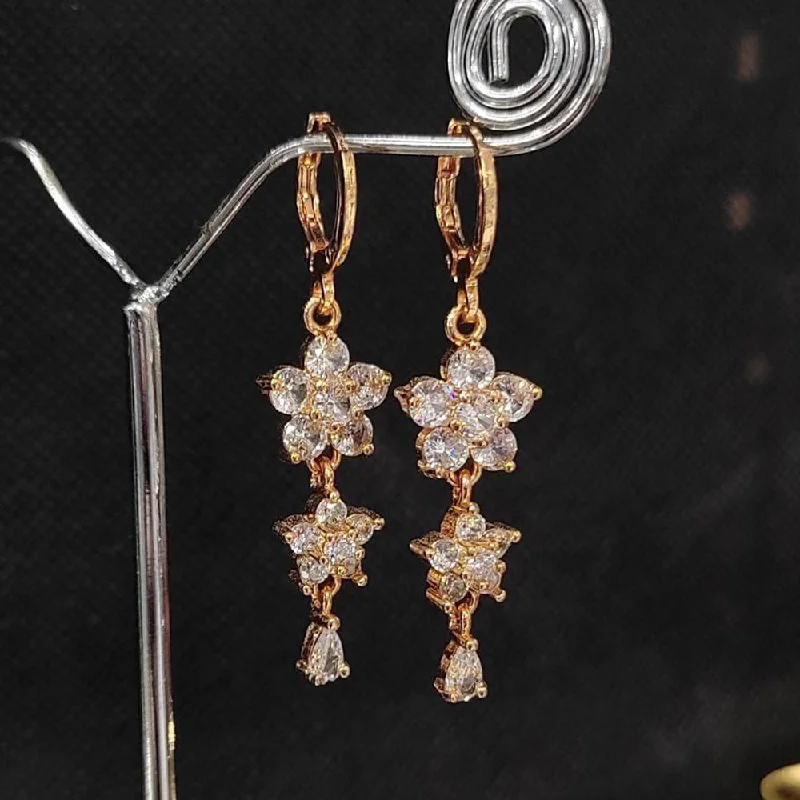 women pearl drop earrings -Aamrapali Gold Plated Crystal Stone Dangler Earrings