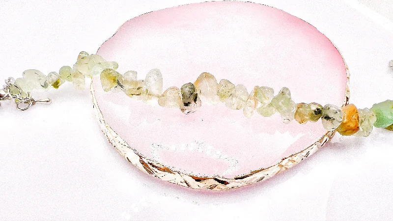 women twisted bracelets -Prehnite Raw Crystal Chip Bracelet