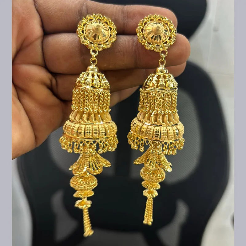 women teardrop earrings -Pari Art Jewellery Gold Forming Jhumki Earrings