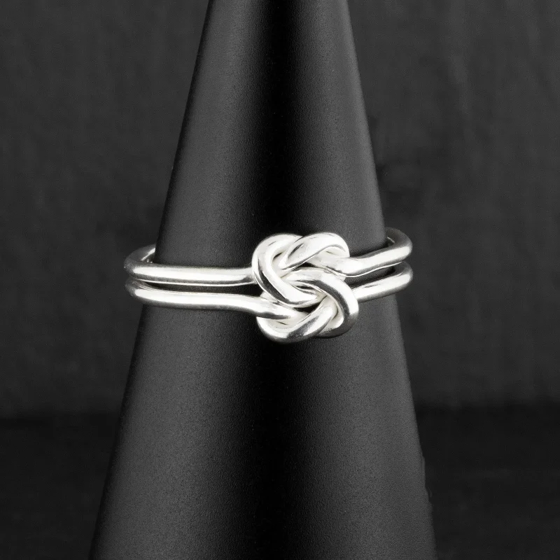 women thick band rings -Dainty Sterling Silver Knot Ring