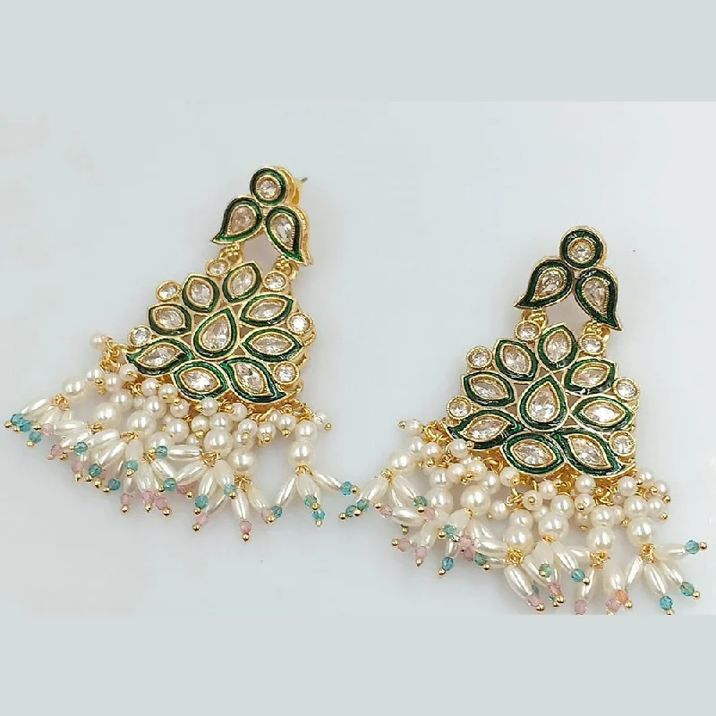 women matching earrings -Manisha Jewellery Gold Plated Crystal Stone And Pearls Dangler Earrings