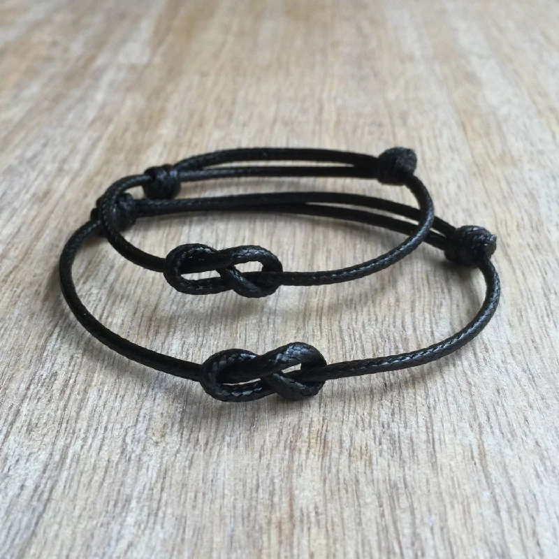 women stack bracelets -Lovers Key, Black Waterproof His and Hers Bracelets