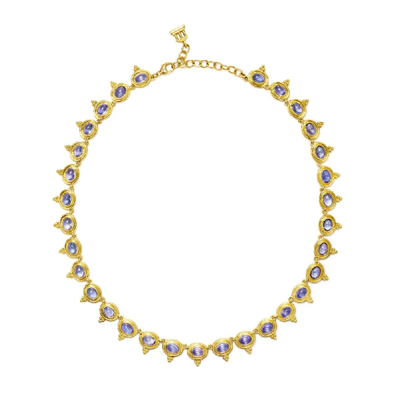 women trendy gold necklaces -18K Tanzanite Temple Necklace