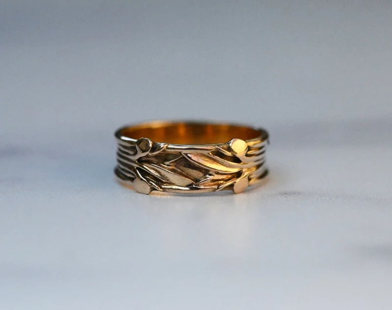 women luxury rings -Large Flora Banner 14k Gold Ring Band - Made To Order