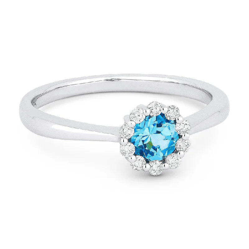 women moissanite engagement rings -14K White Gold,swiss Blue Topaz Ring