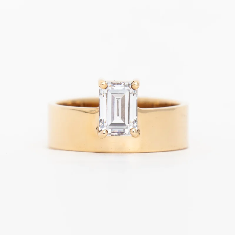 women large rings -Large Vertical Emerald-Cut Diamond Monolith Ring