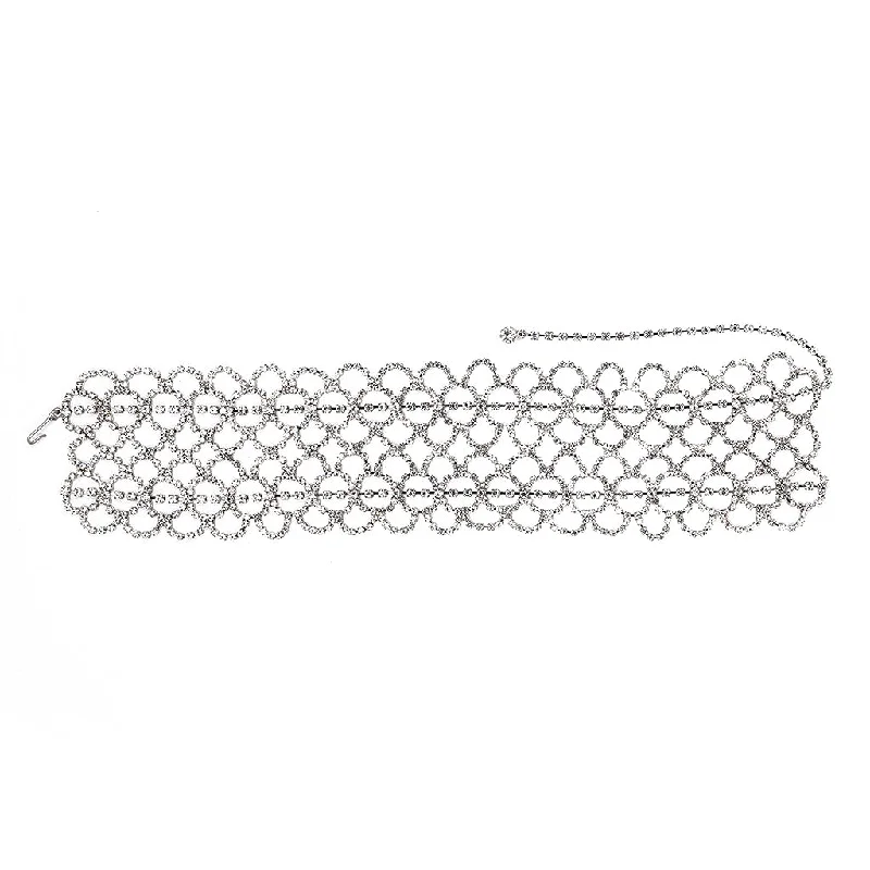 women diamond necklaces -Wide Crystal Lace Choker