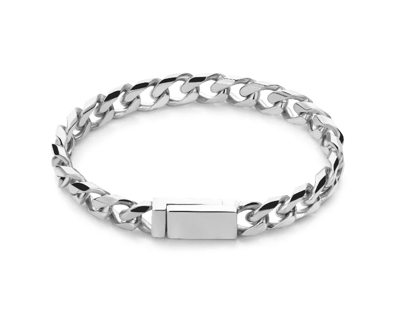 women wire bracelets -Initial chain bracelet silver