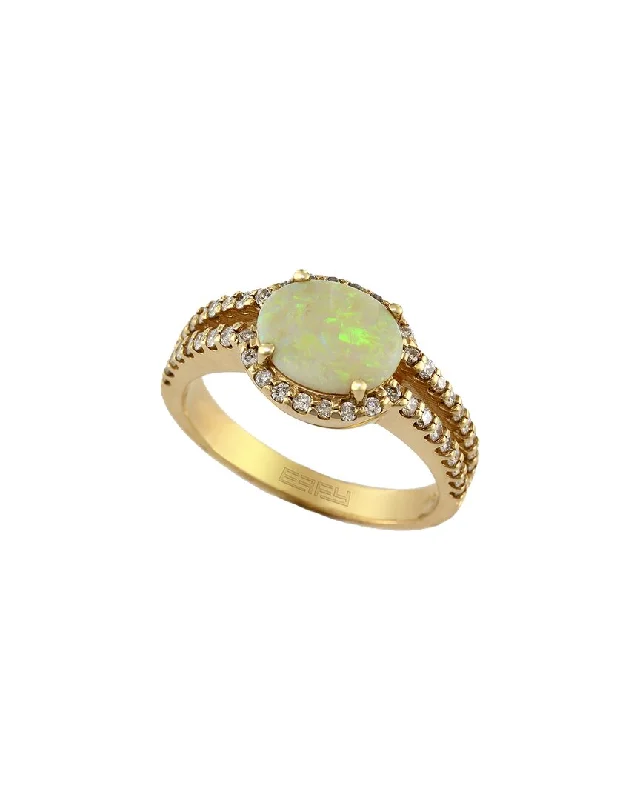 women affordable engagement rings -Effy Fine Jewelry 14K 1.40 ct. tw. Diamond & Opal Ring