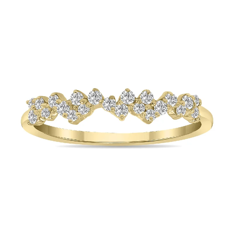 women cushion diamond rings -1/4 Ctw Lab Grown Diamond Ring In 10K Yellow Gold