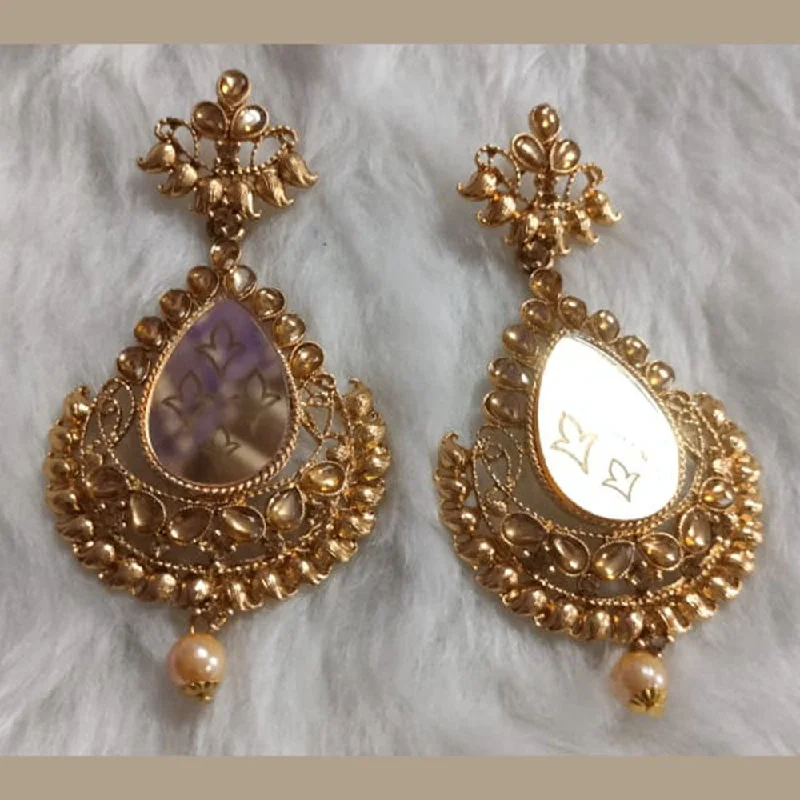 women drop earrings -Khushboo Jewellers Gold Plated Dangler Earrings