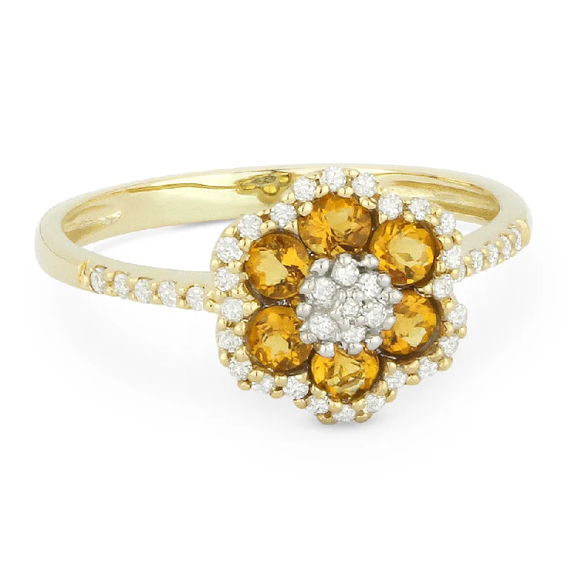 women round engagement rings -14K Yellow Gold,citrine Ring