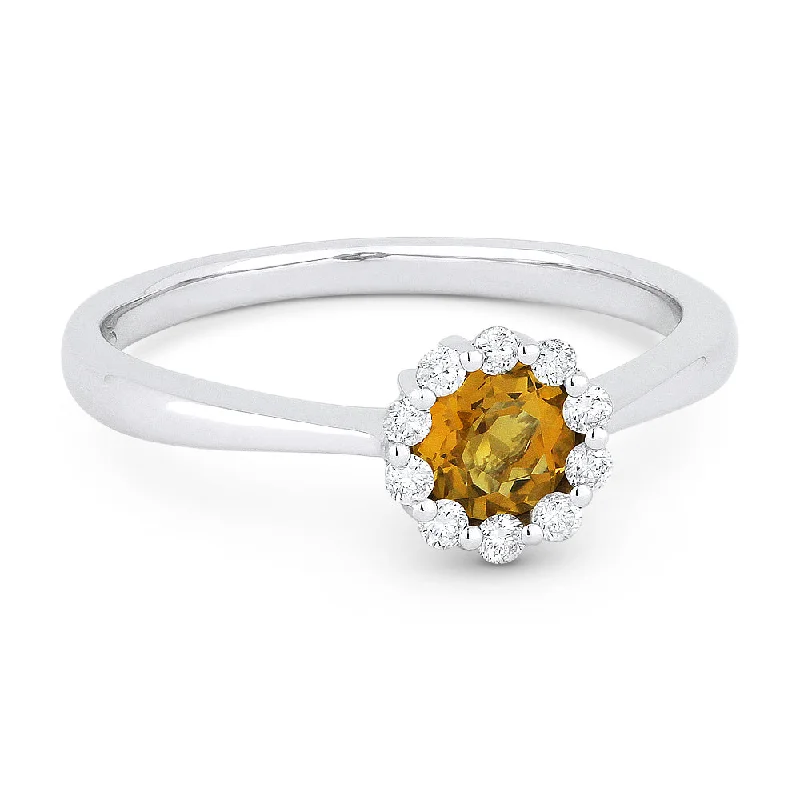 women classic engagement rings -14K White Gold,citrine Ring