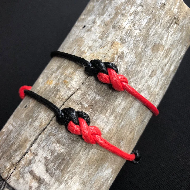 women rose gold bracelets -Eternity Knot Black and Red Couples Bracelets