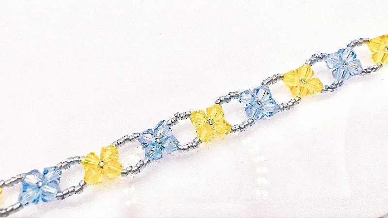 women trendy bracelets -Blue Yellow Forget Me Not Bracelet