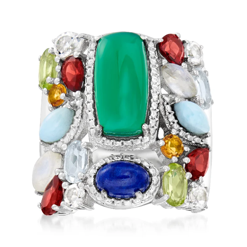 women floral engagement rings -Ross-Simons Multi-Gem Ring in Sterling Silver