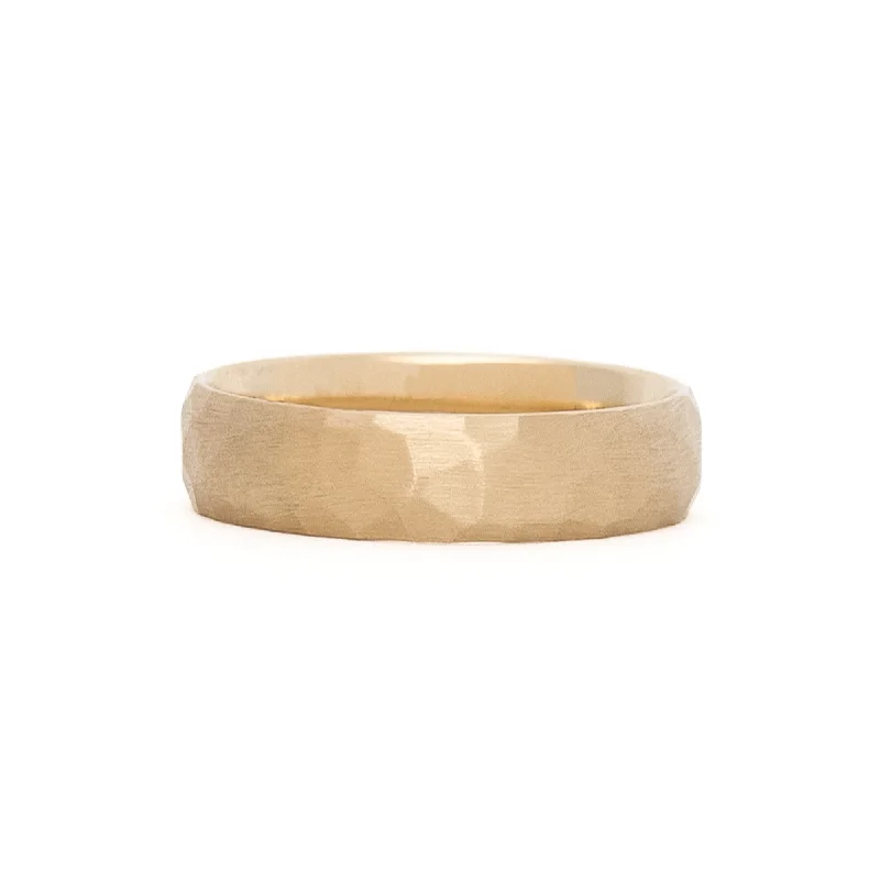 women gold rings -Herald 5mm Hammered Band