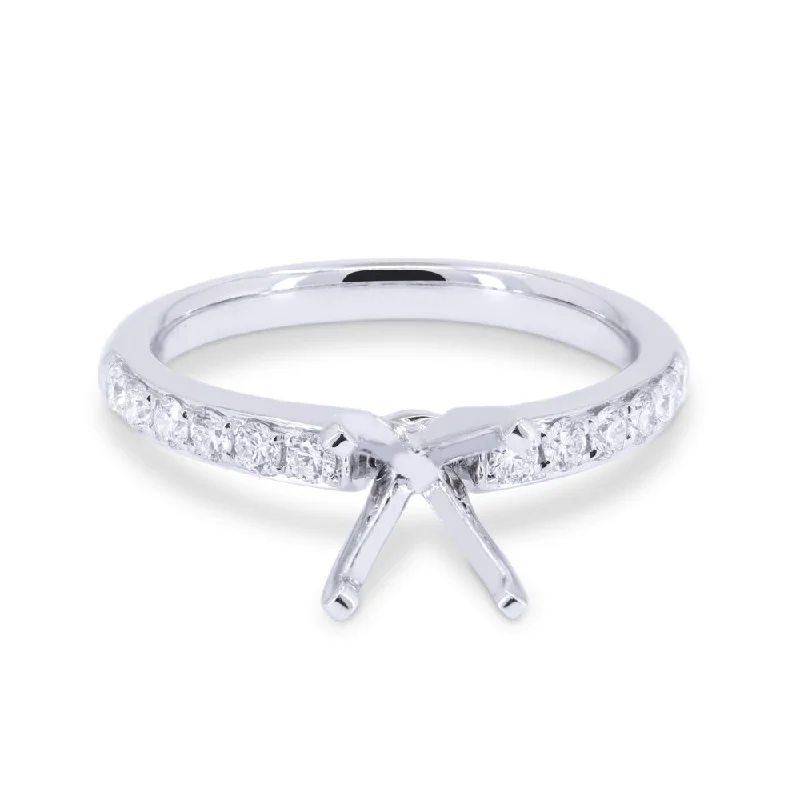 women romantic engagement rings -14K White Gold,white Diamond Ring