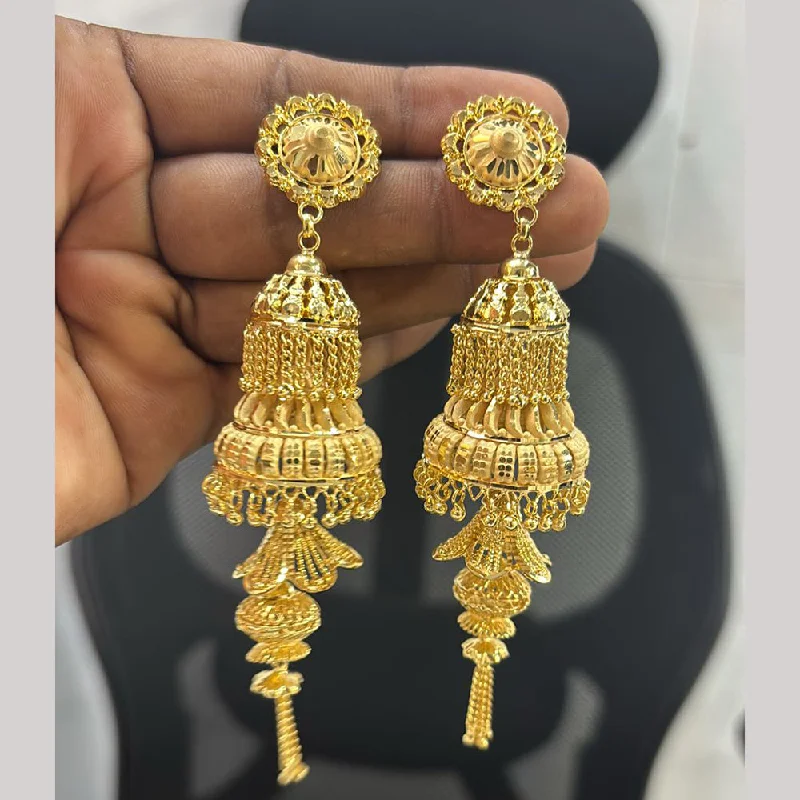 women personalized hoop earrings -Pari Art Jewellery Gold Forming Jhumki Earrings