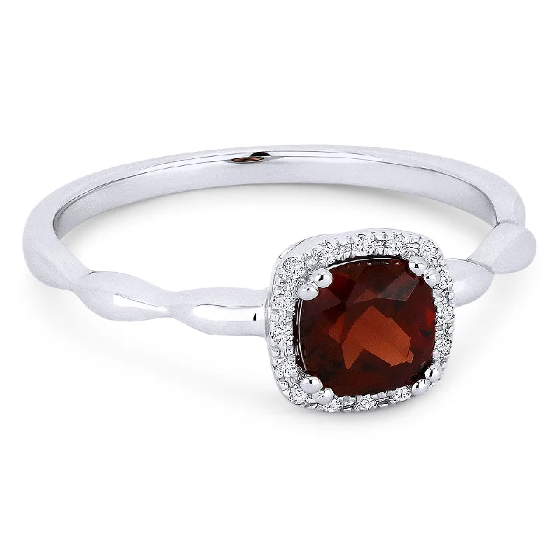 women men’s solitaire engagement rings -14K White Gold,garnet Ring