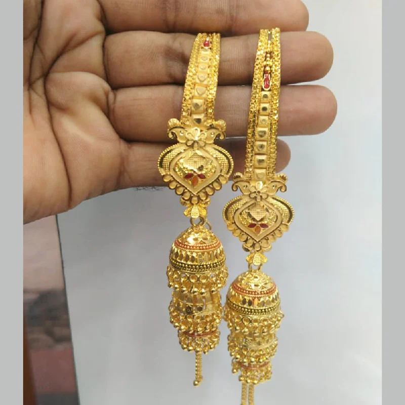 women trendy earrings -Pari Art Jewellery Gold Forming Dangler Earrings