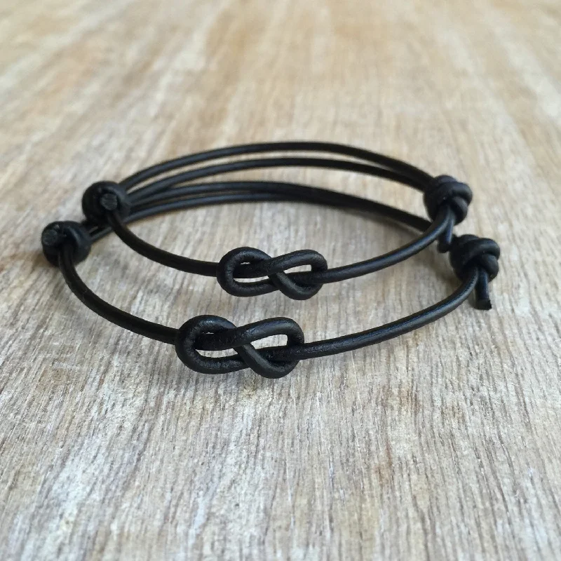 women diamond bracelets -Lovers Key, Black Leather Bracelets, Simple Bracelets, His and Hers, Infinity Couple Bracelet, Minimalist, LC001149