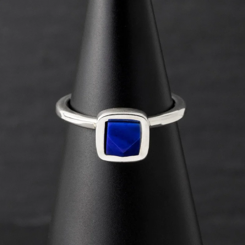 women art deco wedding bands -Small Square Lapis Lazuli Ring