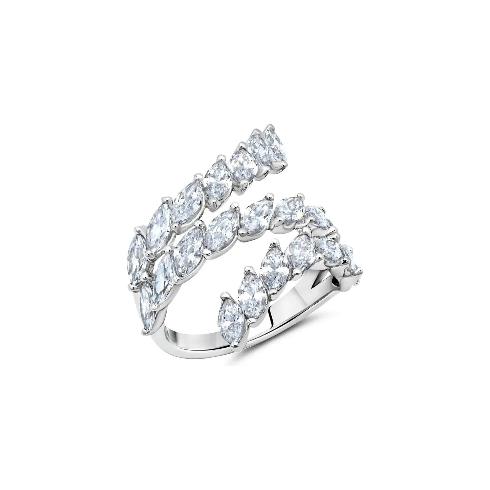 women stack rings -CRISLU 3 Row Medium Loop Eternity Ring -Sterling Silver Platinum