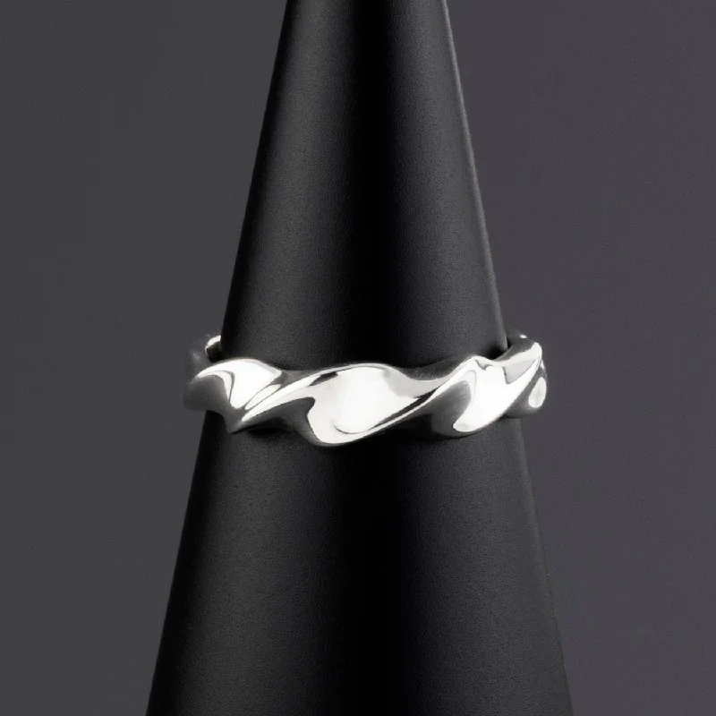 women large rings -Slim Sterling Silver Twist Ring