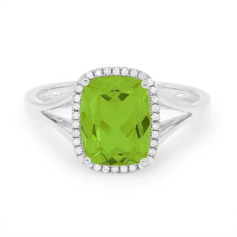 women rose gold engagement rings -14K White Gold,peridot Ring