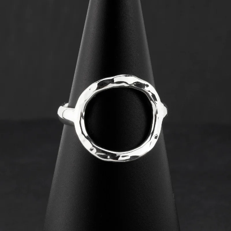 women fashion rings -Hammered Silver Open Circle Ring