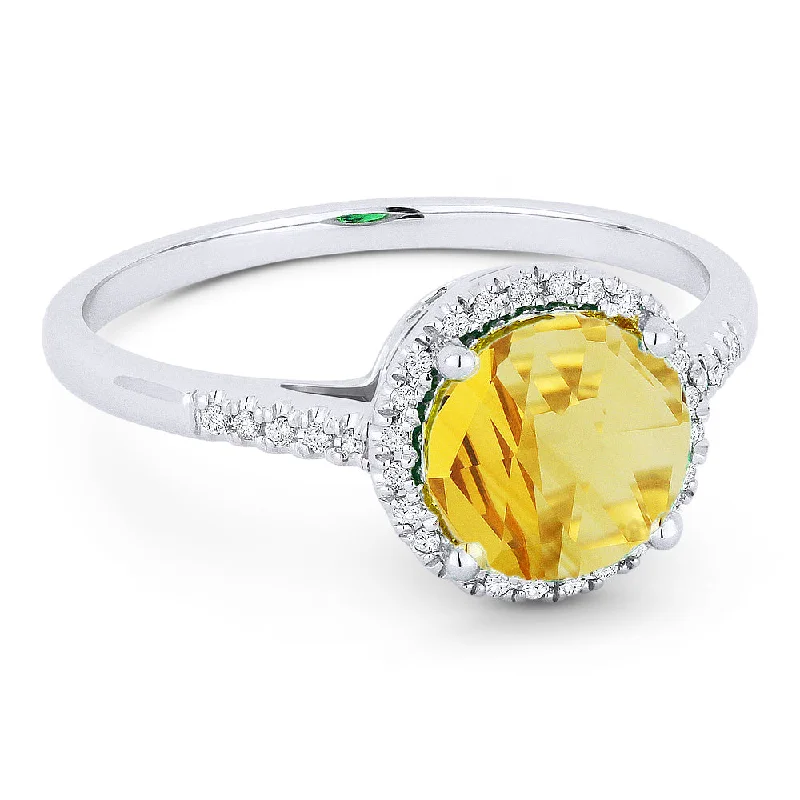 women one-of-a-kind engagement rings -14K White Gold,citrine Ring